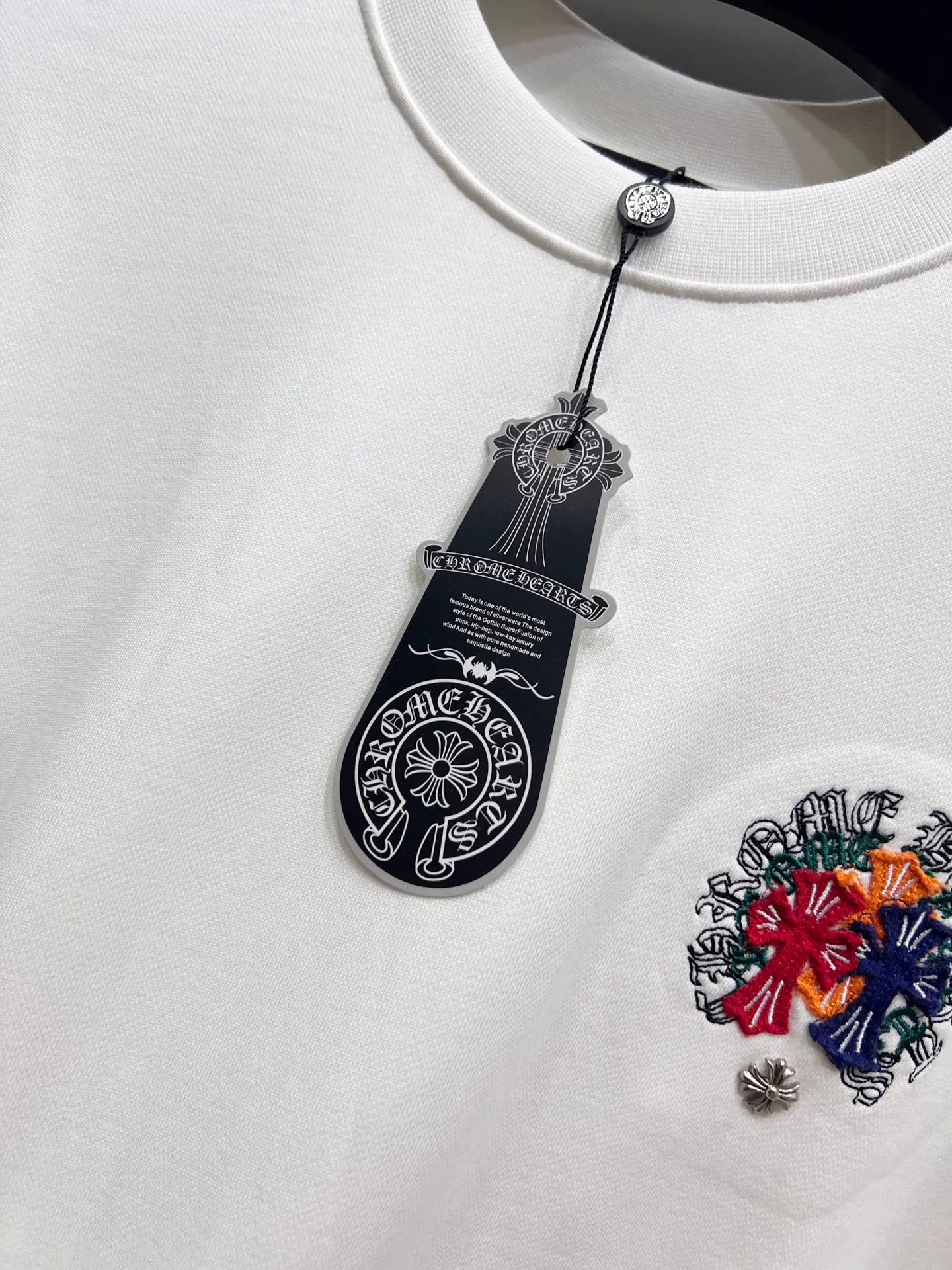 🅿️310 CH Cro 2025 Autumn and Winter New Style Customized 430g double yarn fabric, round neck long-sleeved sweatshirt, chest cross patch embroidery process, classic Sanskrit letter embroidery patch + hardware design process, high-end version! The same loose version for men and women S M L XL XXL five sizes color black white
